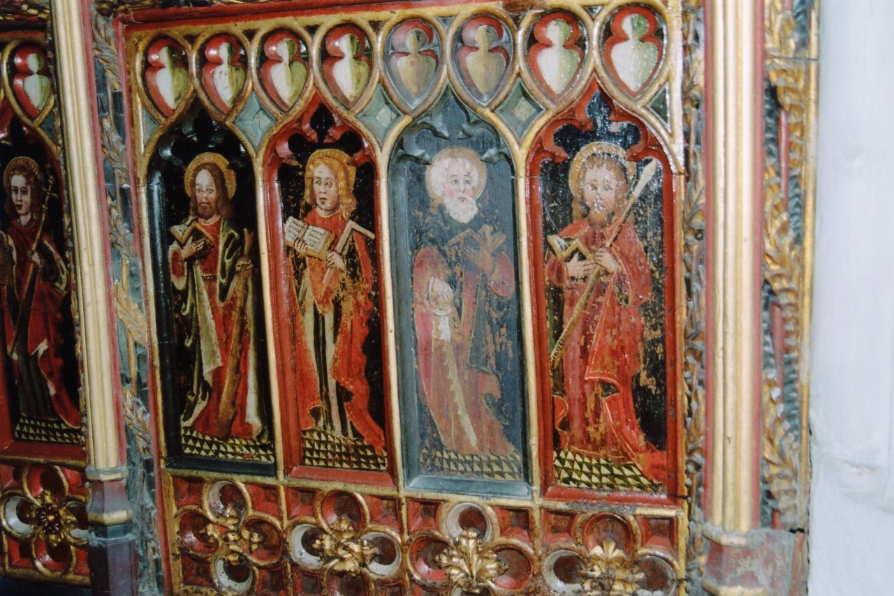 The Holy Trinity Church in Torbryan nr Old Church House Inn- May 2005- real panels